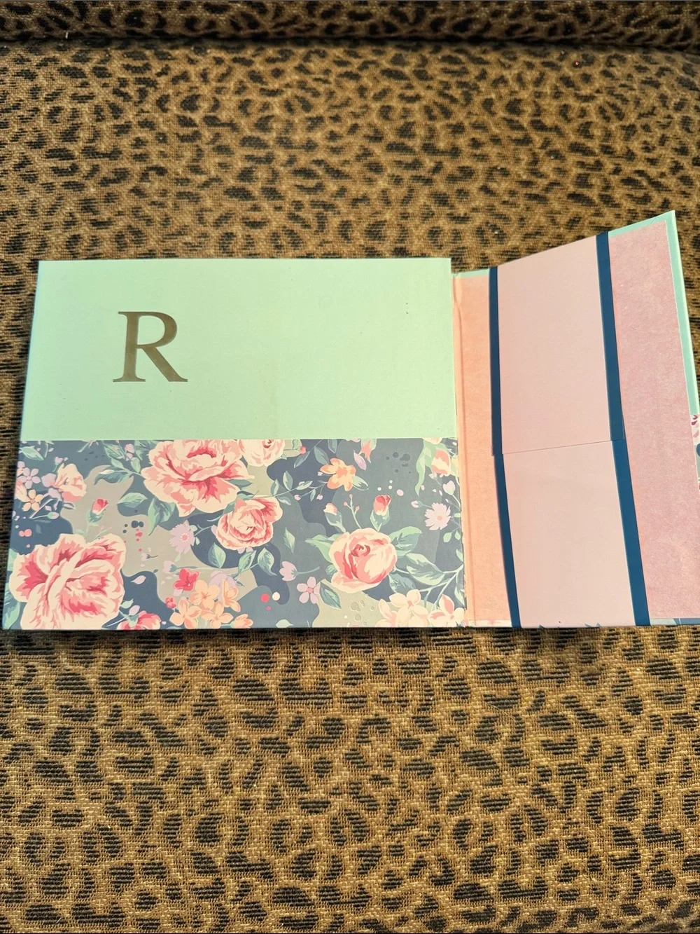 Monogram 'R' Floral Weekly Organizer - Mint & Pink